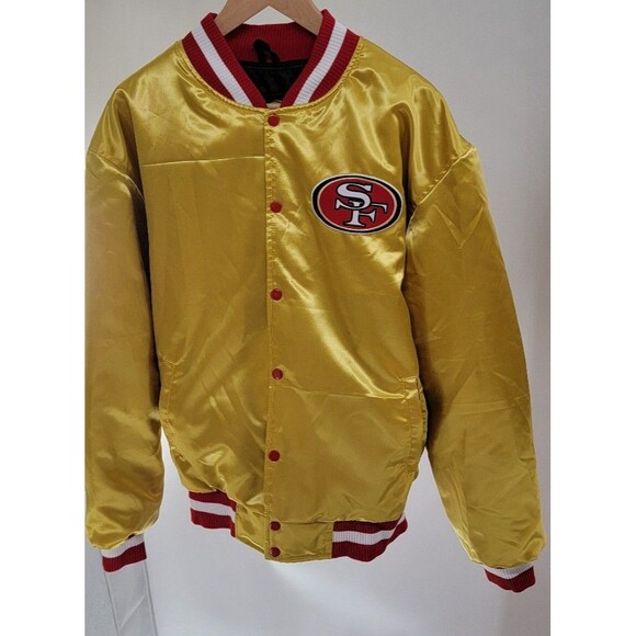 Vintage Hawk San Francisco 49ers Forty Niners Gold Satin Jacket - Picture 1 of 8